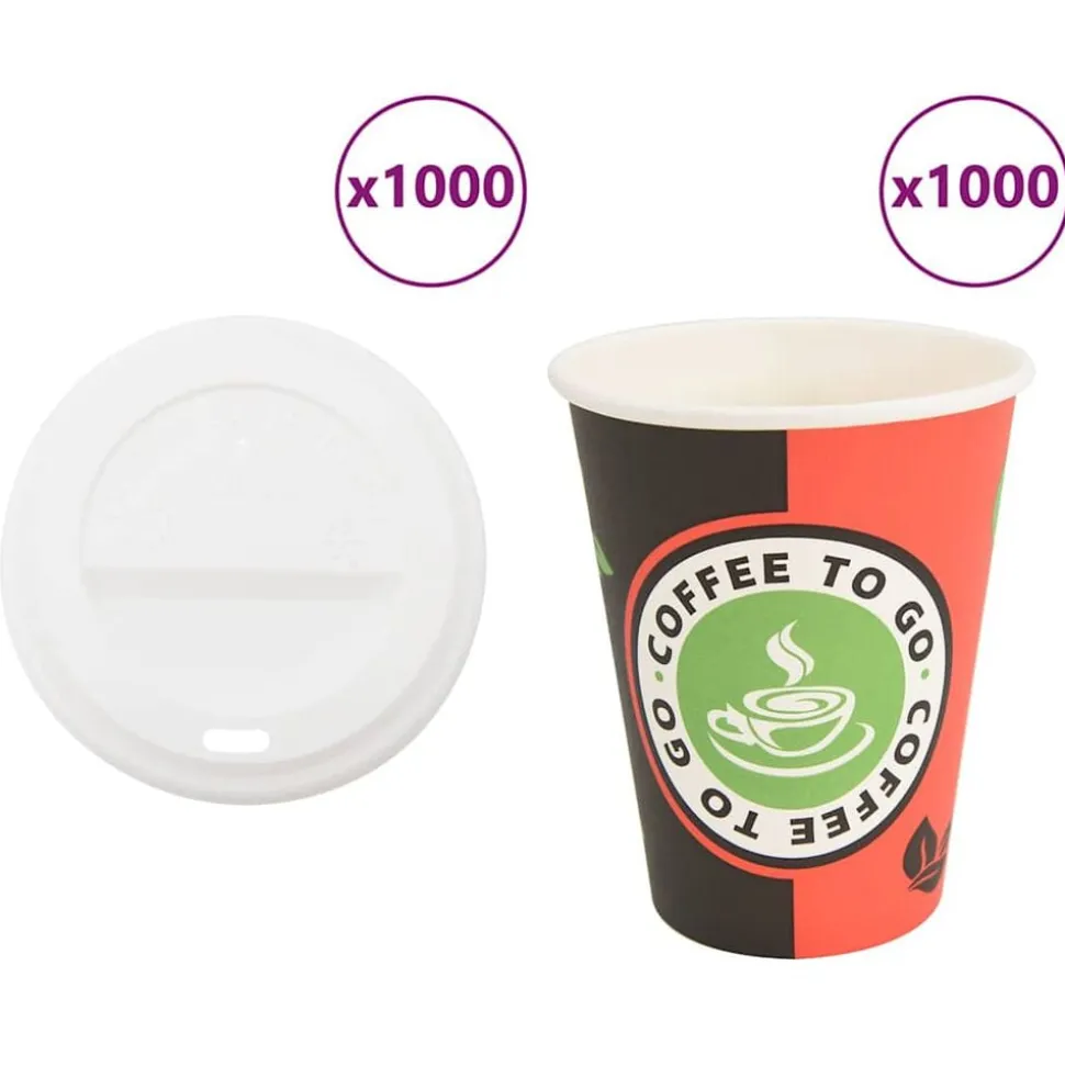 vidaXL Papieren koffiekopjes met deksel 1000 st 4oz 100 ml