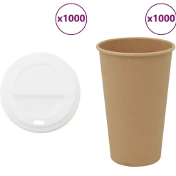 vidaXL Papieren koffiekopjes met deksel 1000 st 16oz 400 ml