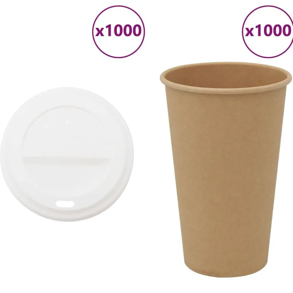 vidaXL Papieren koffiekopjes met deksel 1000 st 16oz 400 ml