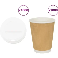 vidaXL Papieren koffiekopjes met deksel 1000 st 12oz 300 ml