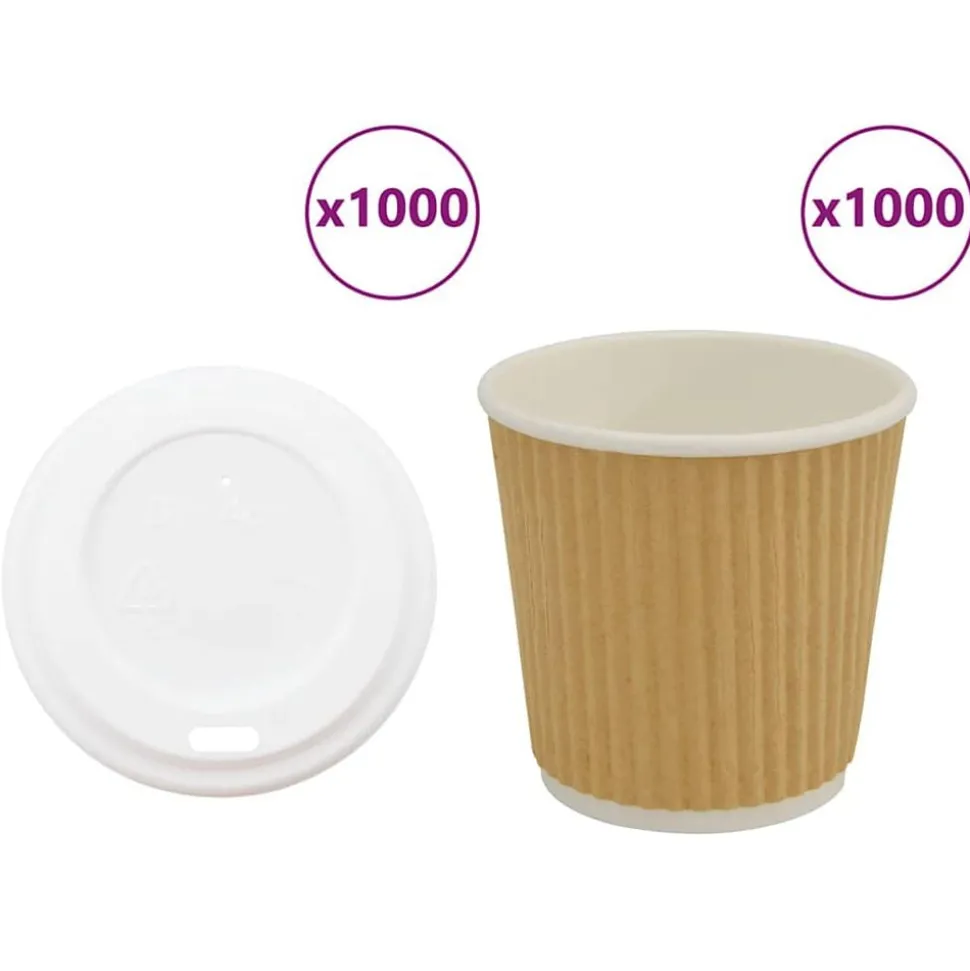 vidaXL Papieren koffiekopjes met deksel 1000 st 4oz 100 ml