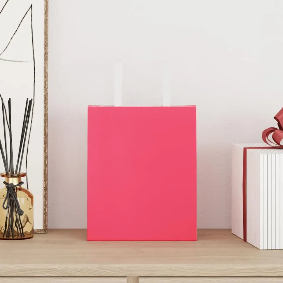 vidaXL Papieren zakken 50 st met hengsels 18x8x22 cm roze