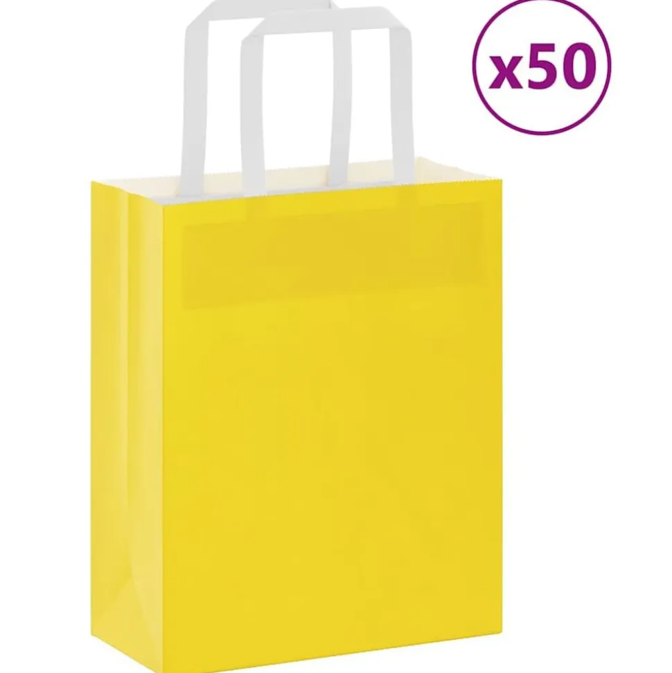 vidaXL Papieren zakken 50 st met hengsels 18x8x22 cm geel