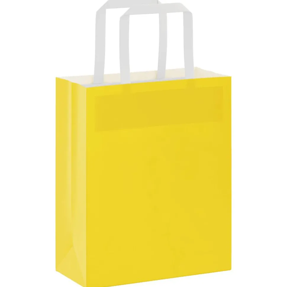 vidaXL Papieren zakken 50 st met hengsels 18x8x22 cm geel