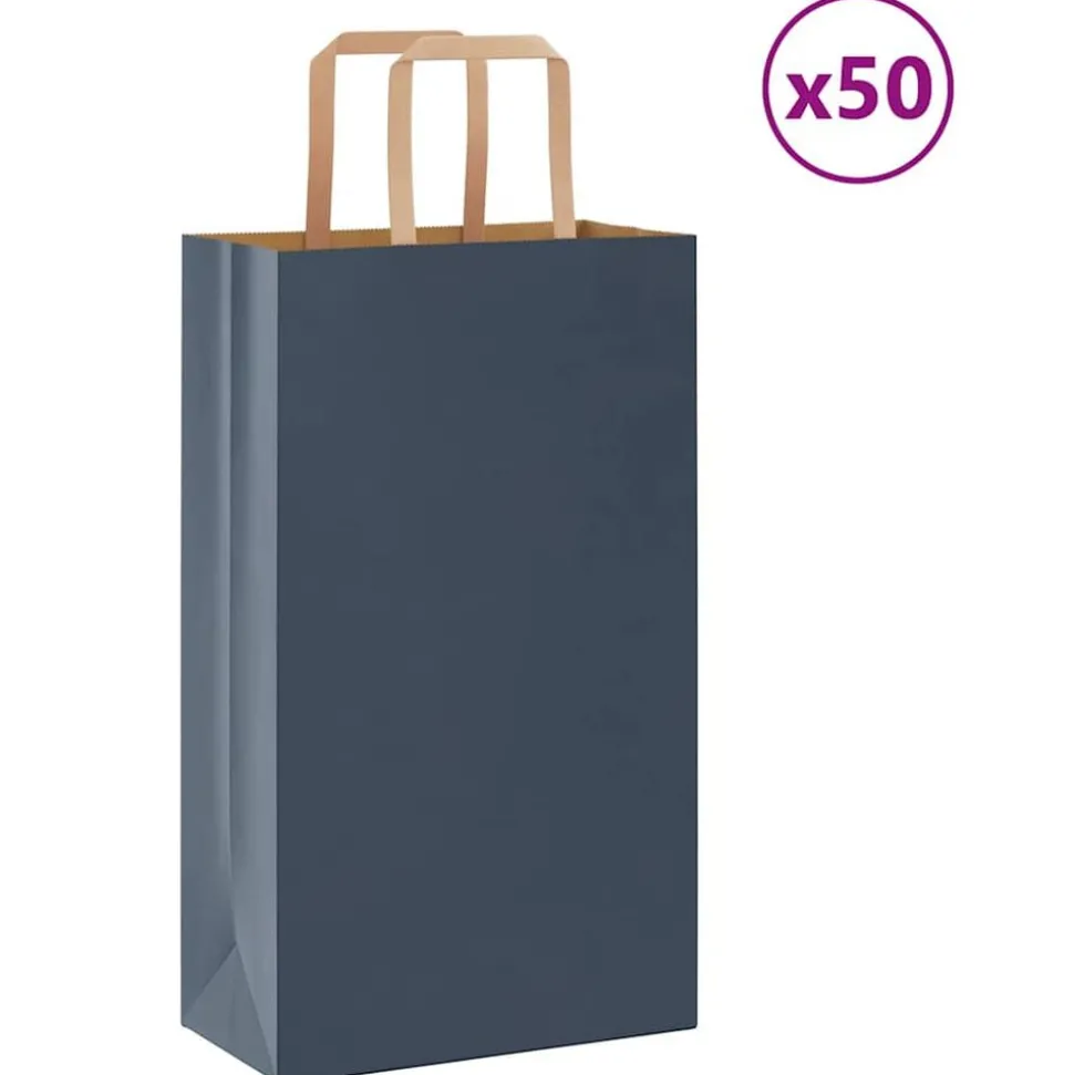 vidaXL Papieren zakken 50 st met hengsels 21x11x36 cm blauw