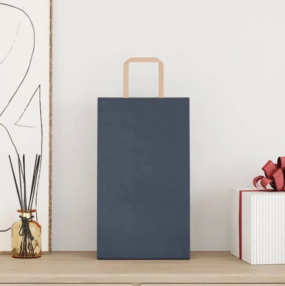 vidaXL Papieren zakken 50 st met hengsels 21x11x36 cm blauw