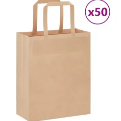 vidaXL Papieren zakken 50 st met hengsels 18x8x22 cm bruin