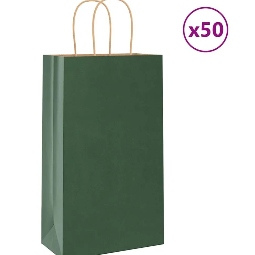 vidaXL Papieren zakken 50 st met hengsels 21x11x36 cm groen