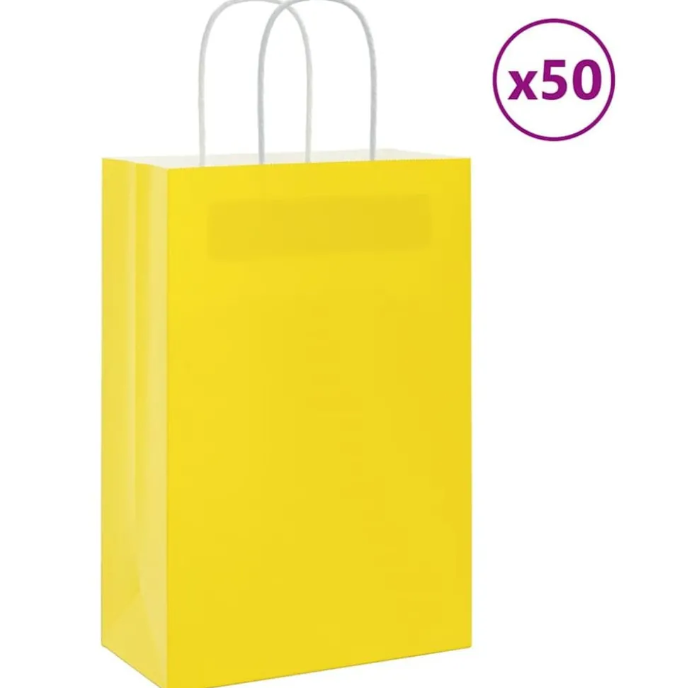 vidaXL Papieren zakken 50 st met hengsels 21x11x31 cm geel