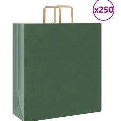 vidaXL Papieren zakken 250 st met hengsels 45x17x48 cm groen