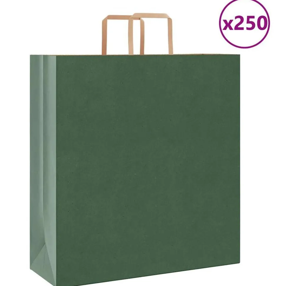 vidaXL Papieren zakken 250 st met hengsels 45x17x48 cm groen