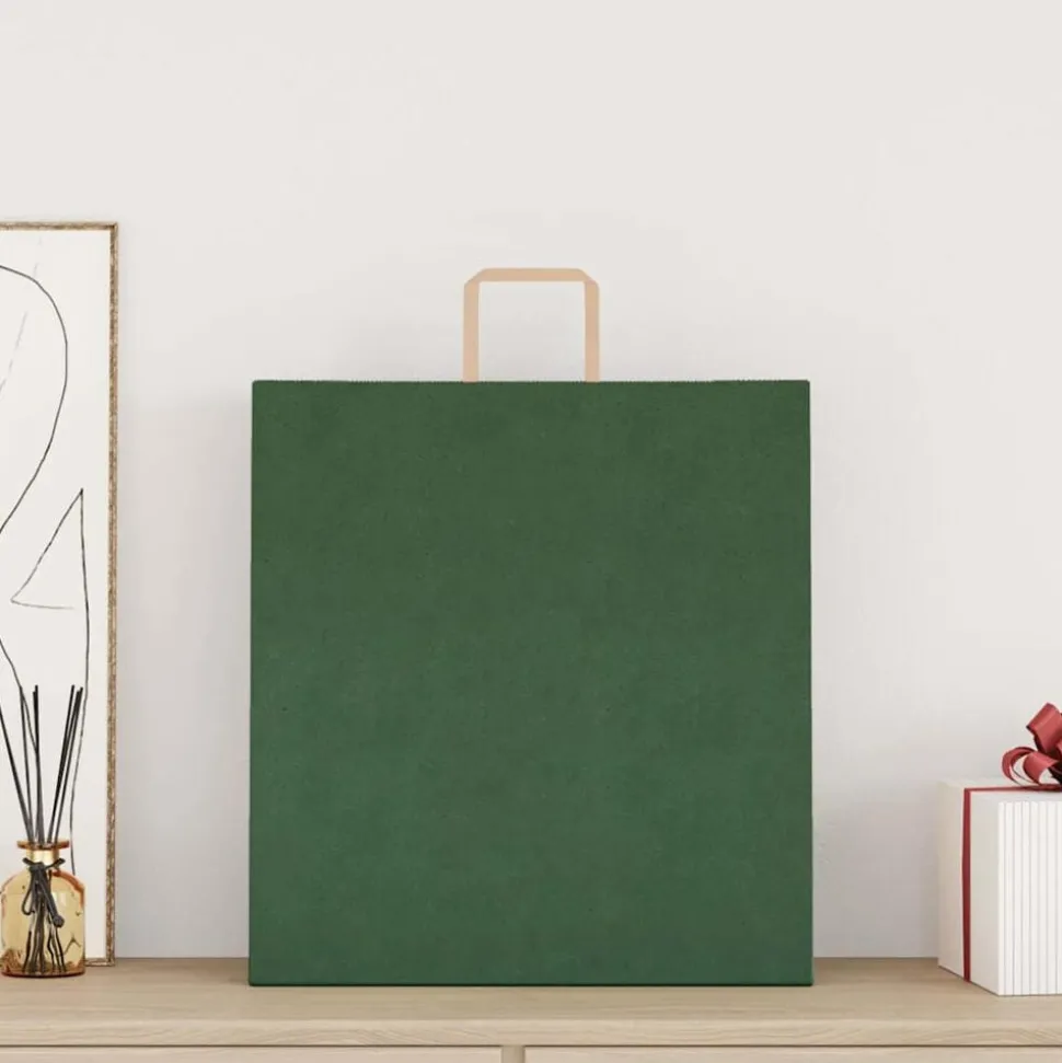 vidaXL Papieren zakken 250 st met hengsels 45x17x48 cm groen