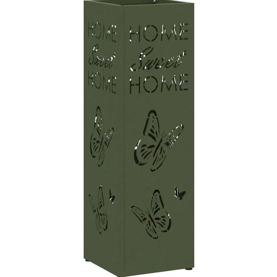 vidaXL Paraplu Standaard Olijfgroen 15,5 x 15,5 x 49 cm Metaal