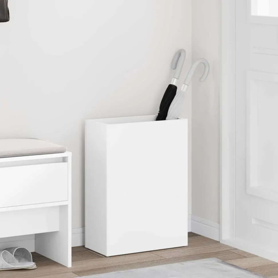 vidaXL Paraplu Standaard met opslag Wit 40 x 20 x 55,5 cm Bewerkt hout