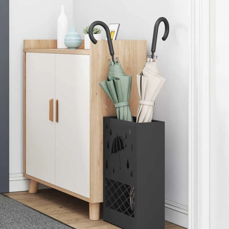 vidaXL Paraplu Standaard Zwart 28 x 12 x 41 cm Staal