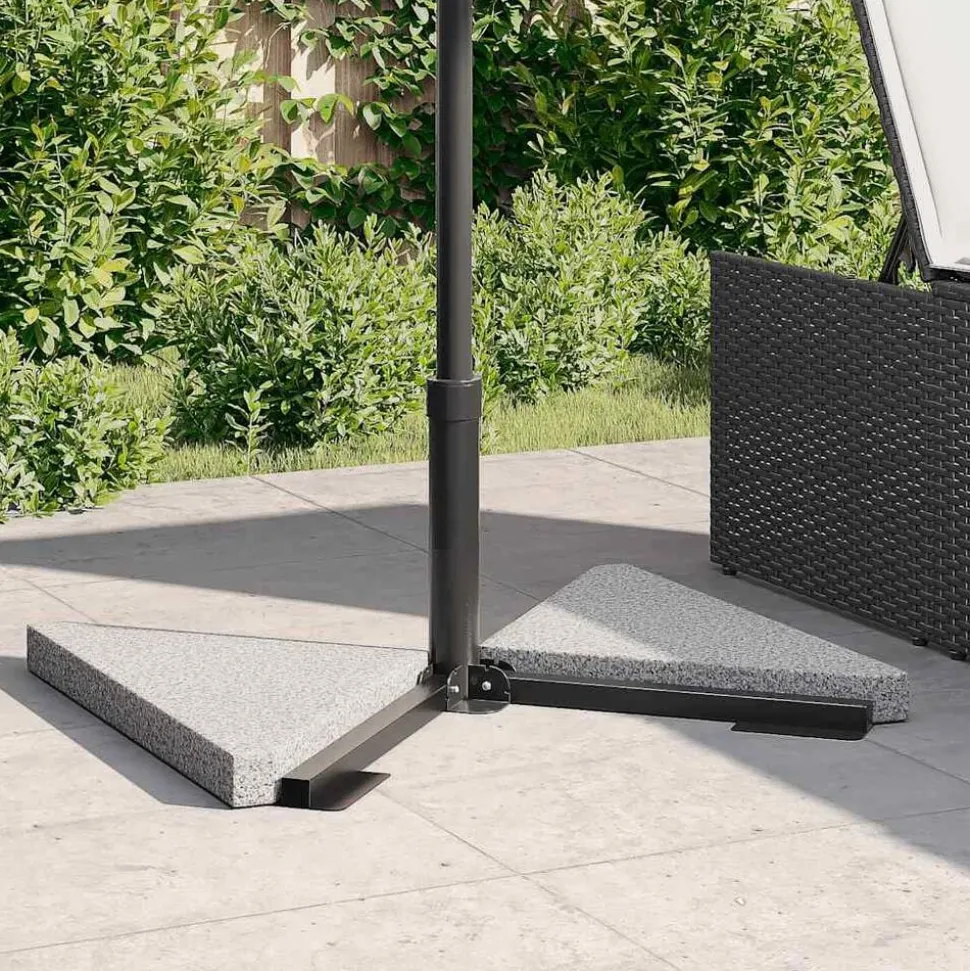 vidaXL Paraplu-gewichtsschijven 2 stuks Grijs Graniet Driehoekig 14 kg