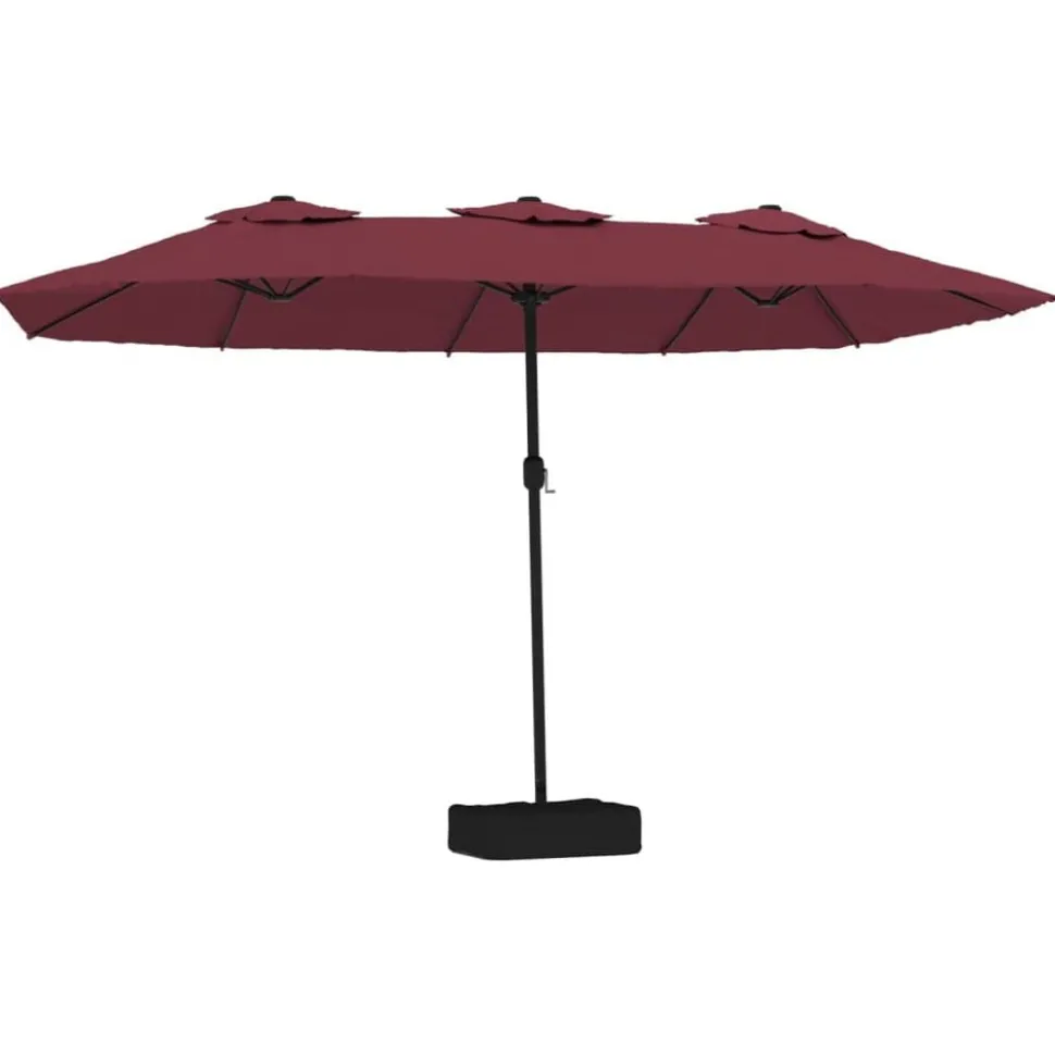 vidaXL Parasol dubbel dak met LED 449x265 cm bordeauxrood