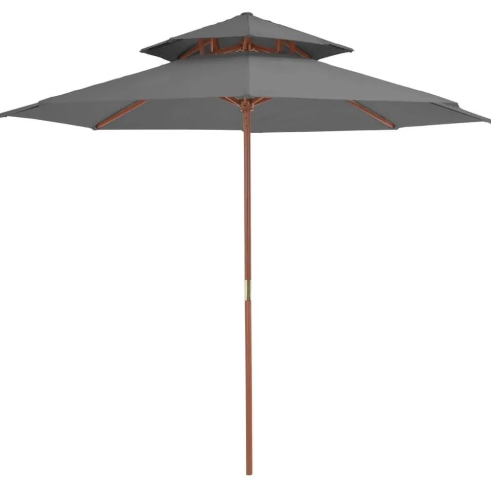 vidaXL Parasol dubbeldekker met houten paal 270 cm antraciet