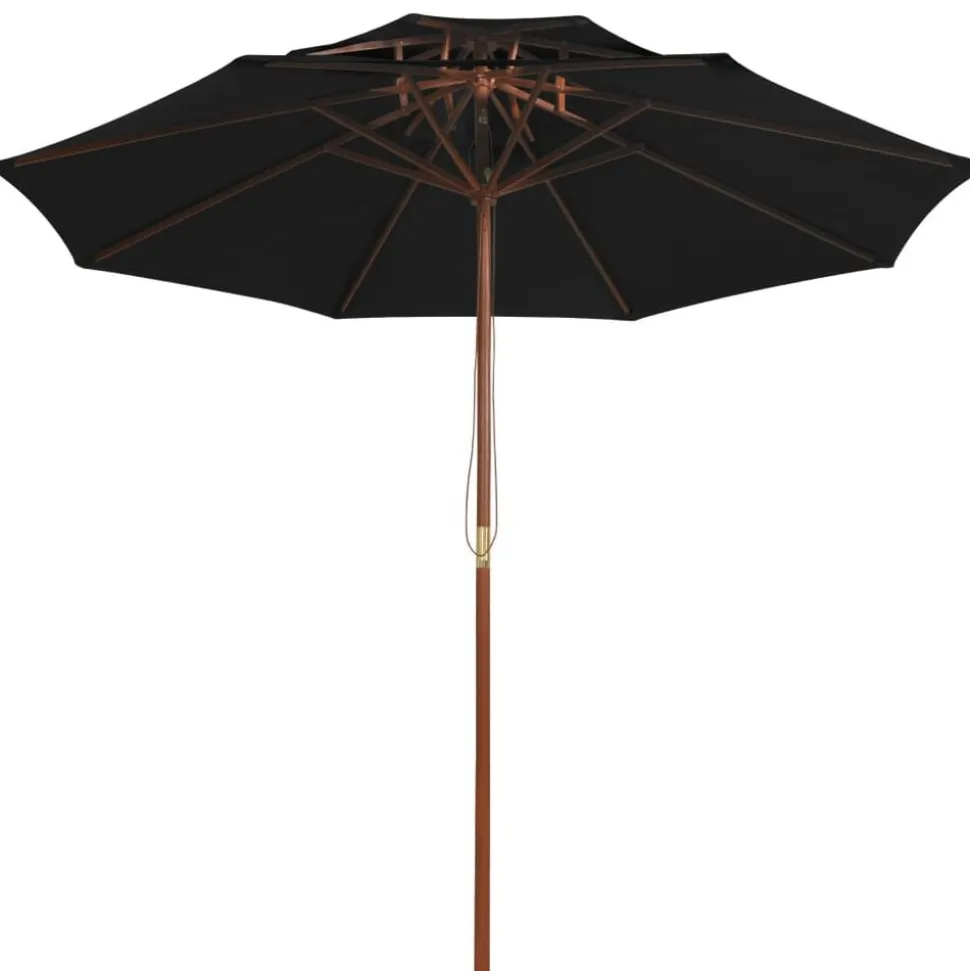 vidaXL Parasol dubbeldekker met houten paal 270 cm zwart