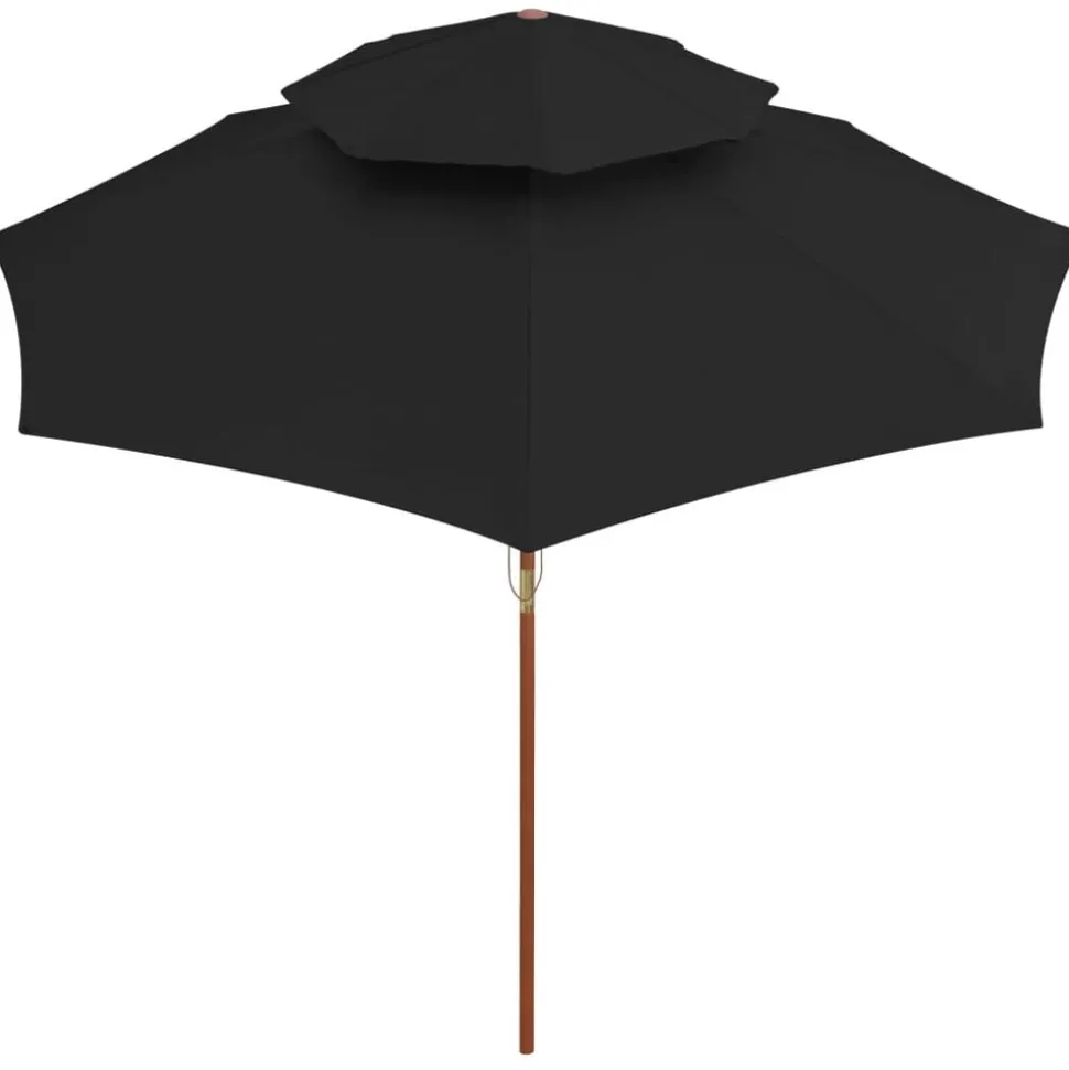 vidaXL Parasol dubbeldekker met houten paal 270 cm zwart