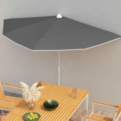 vidaXL Parasol half met paal 180x90 cm antracietkleurig