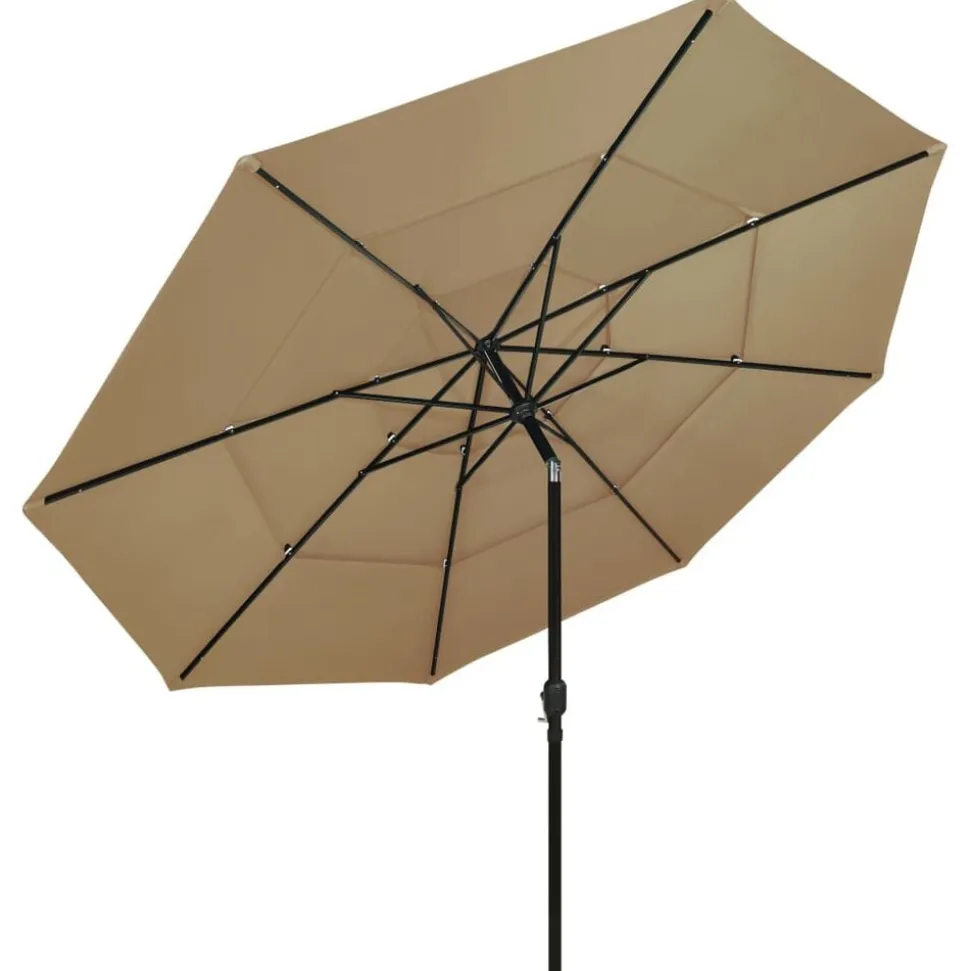 vidaXL Parasol 3-laags met aluminium paal 3,5 m taupe