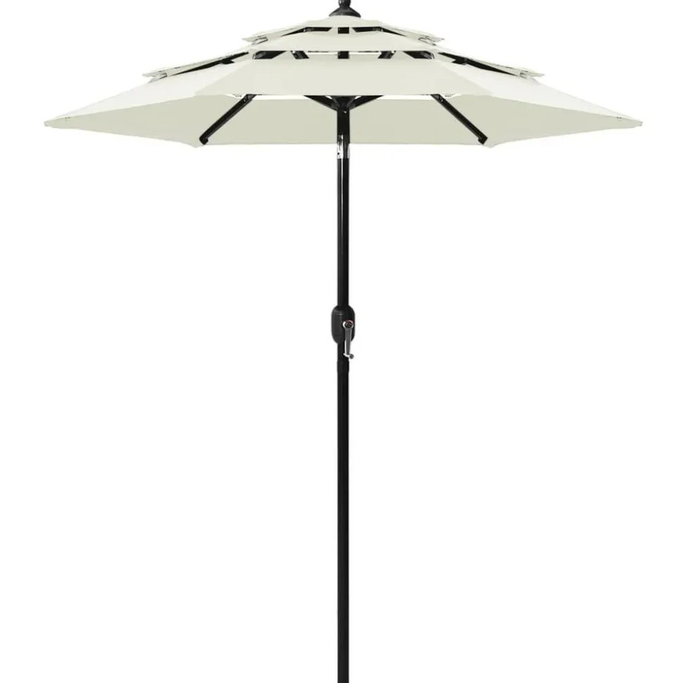 vidaXL Parasol 3-laags met aluminium paal 2 m zandkleurig