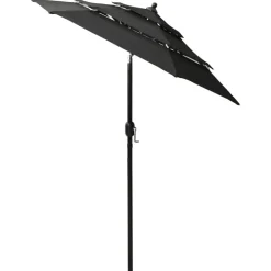 vidaXL Parasol 3-laags met aluminium paal 2 m zwart