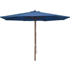 vidaXL Parasol met houten paal 350 cm blauw