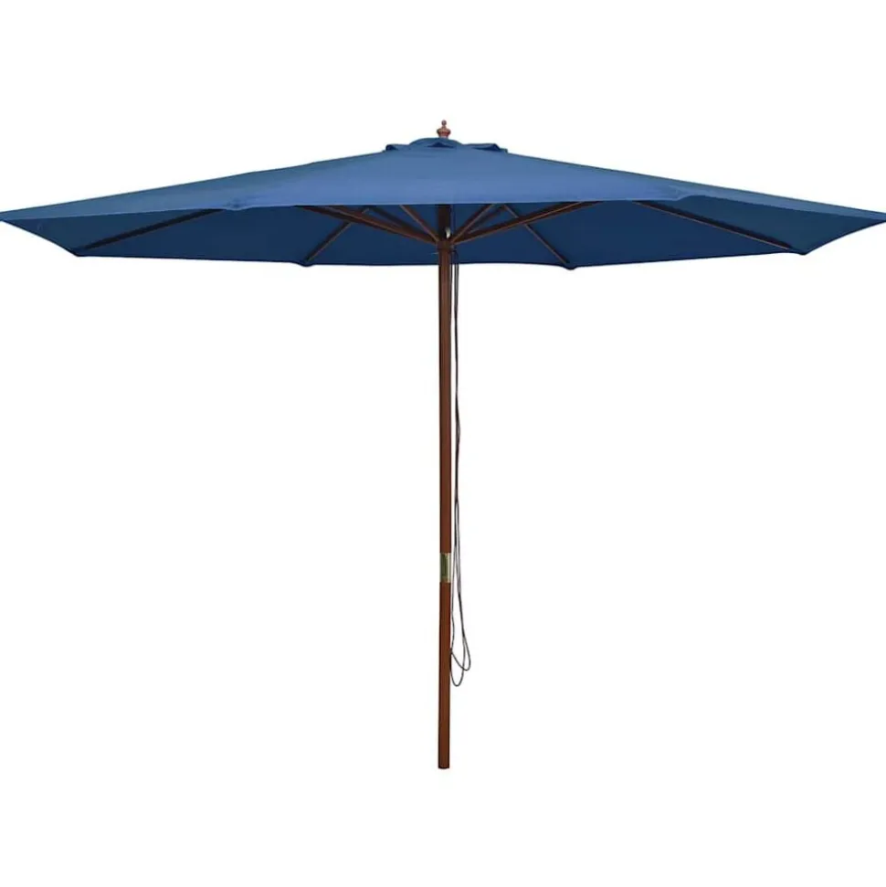 vidaXL Parasol met houten paal 350 cm blauw