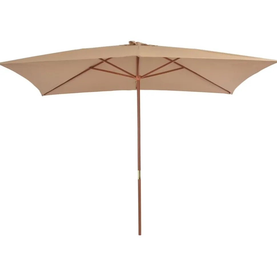 vidaXL Parasol met houten paal 200x300 cm taupe