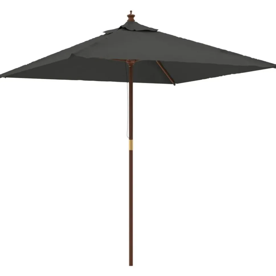 vidaXL Parasol met houten paal 198x198x231 cm antracietkleurig