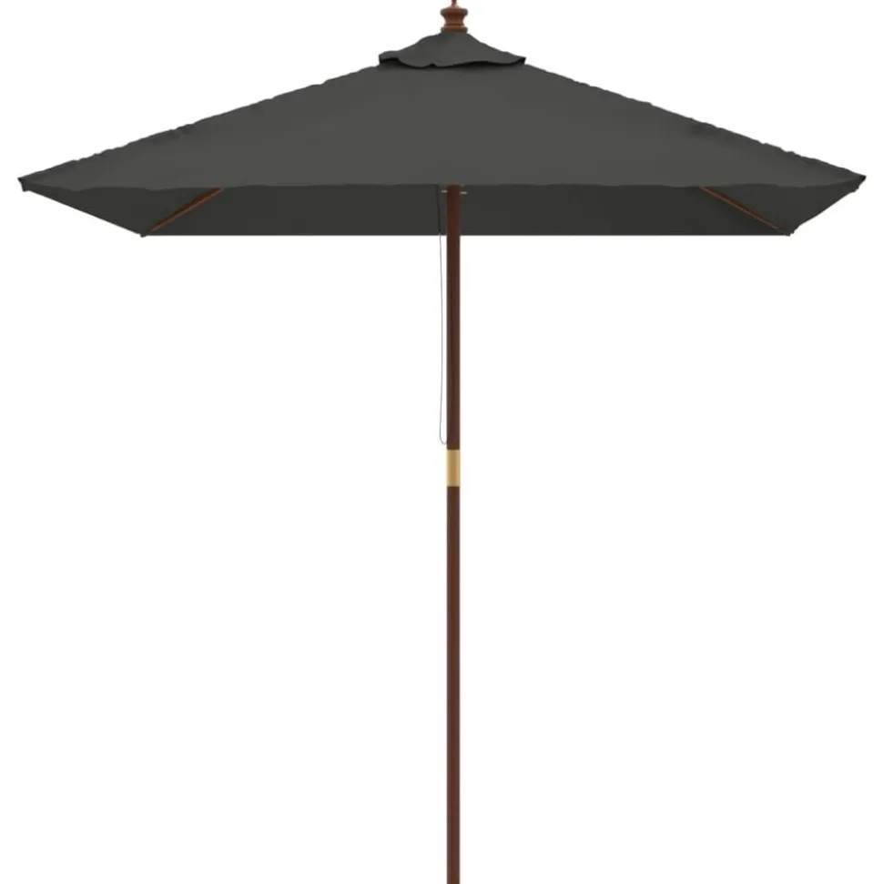 vidaXL Parasol met houten paal 198x198x231 cm antracietkleurig