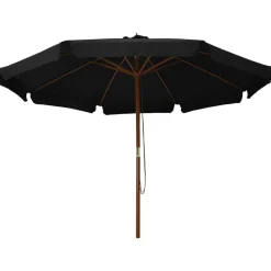 vidaXL Parasol met houten paal 330 cm zwart