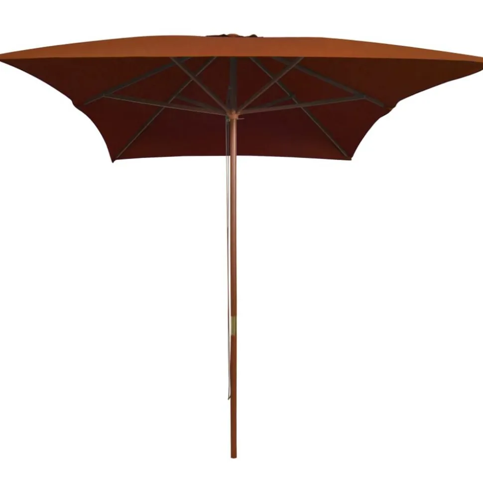 vidaXL Parasol met houten paal 200x300 cm terracottakleurig