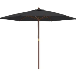 vidaXL Parasol met houten paal 299x240 cm zwart