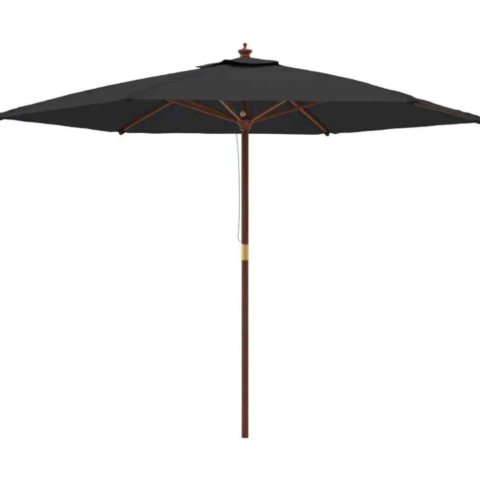vidaXL Parasol met houten paal 299x240 cm zwart