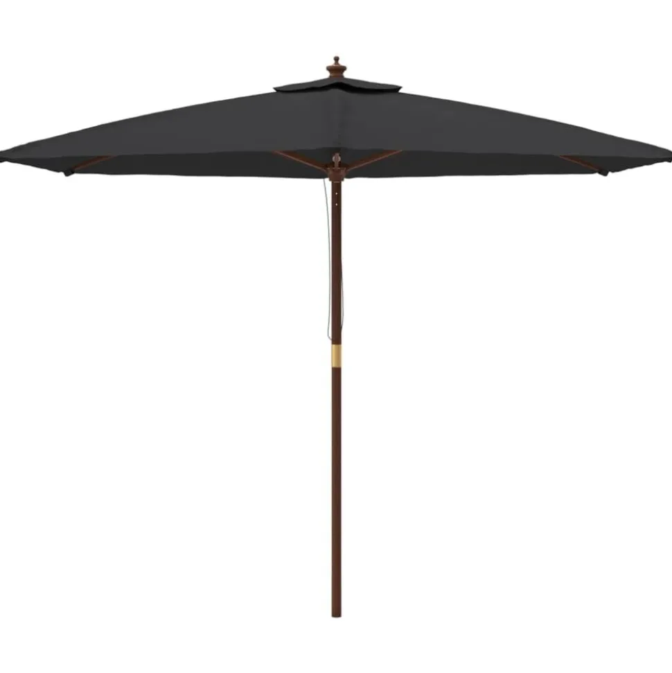 vidaXL Parasol met houten paal 299x240 cm zwart