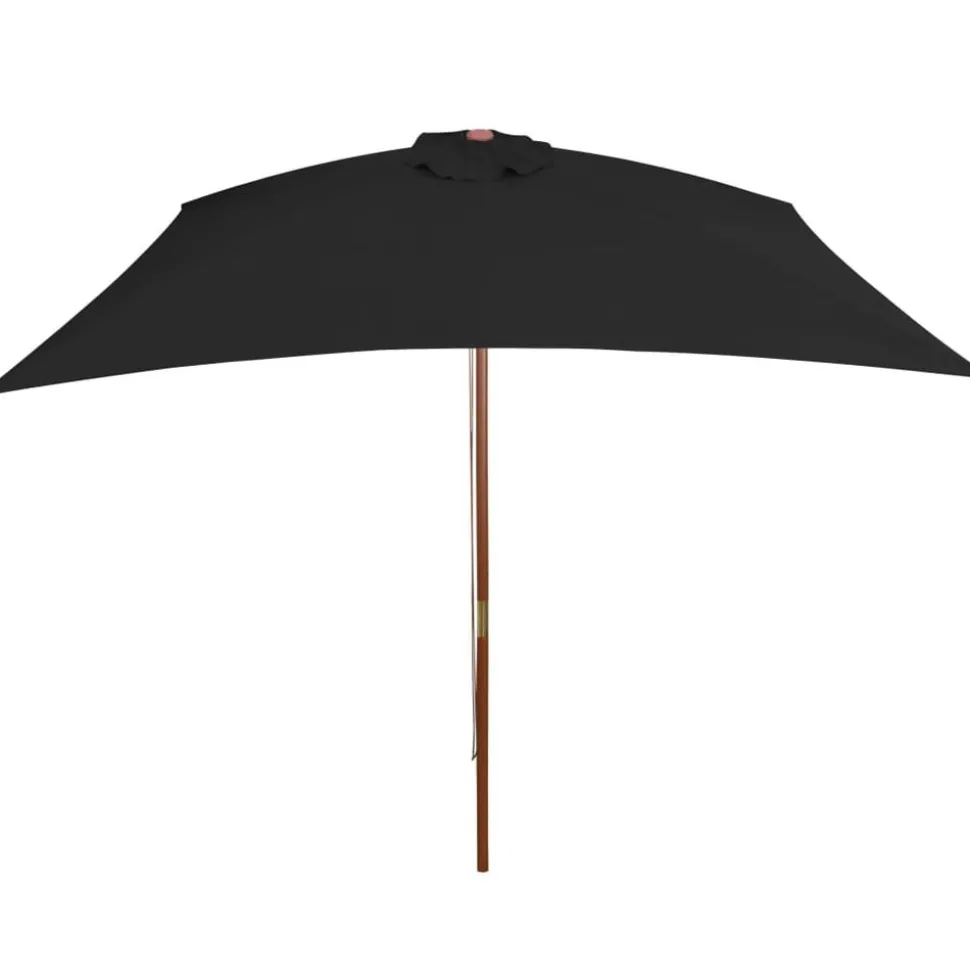 vidaXL Parasol met houten paal 200x300 cm zwart