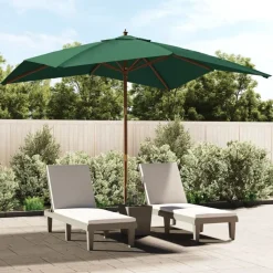 vidaXL Parasol met houten paal 300x300x273 cm groen