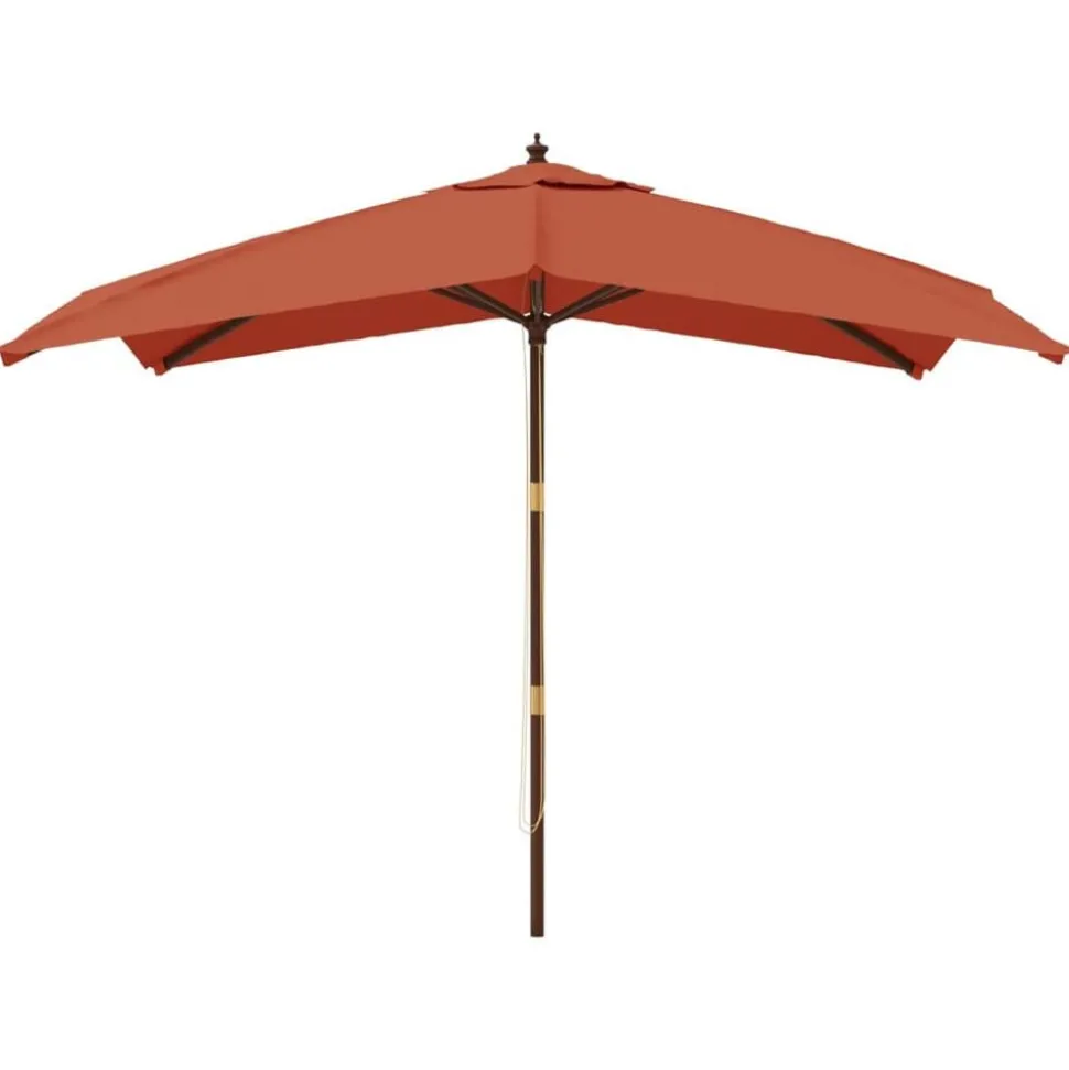 vidaXL Parasol met houten paal 300x300x273 cm terracottakleurig