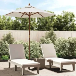 vidaXL Parasol met houten paal 196x231 cm zandkleurig