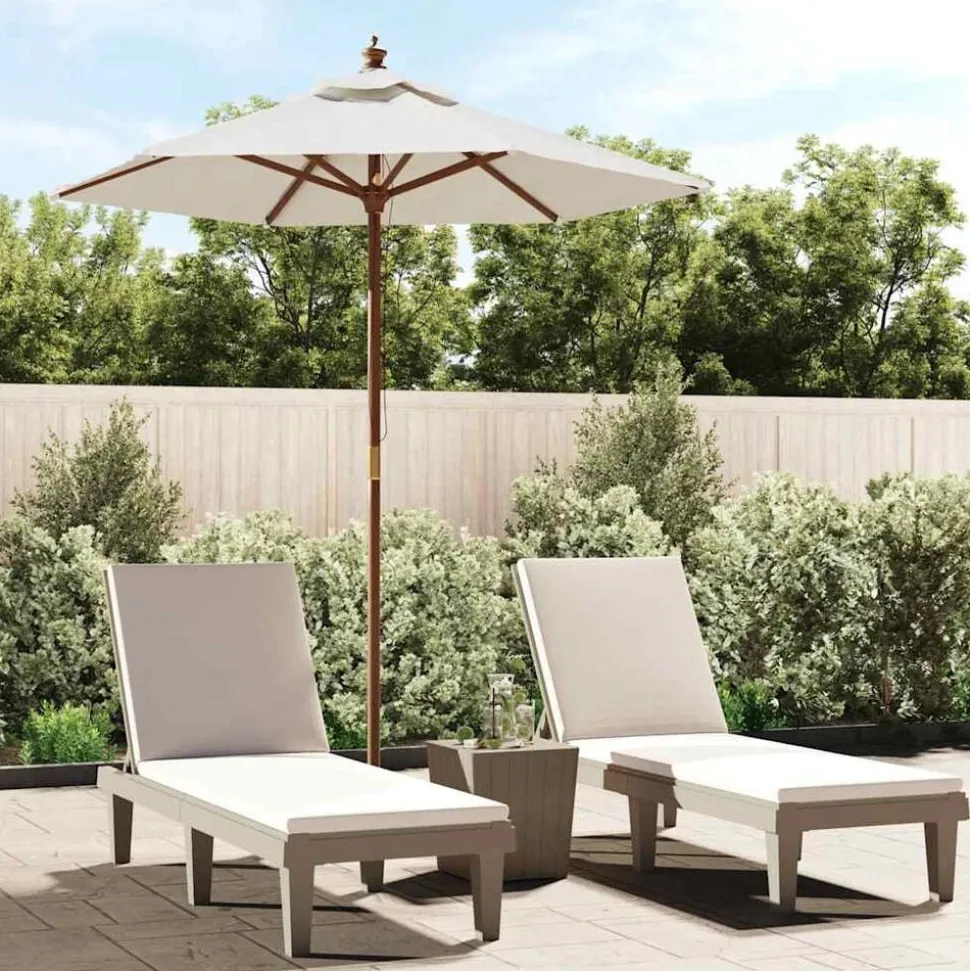 vidaXL Parasol met houten paal 196x231 cm zandkleurig