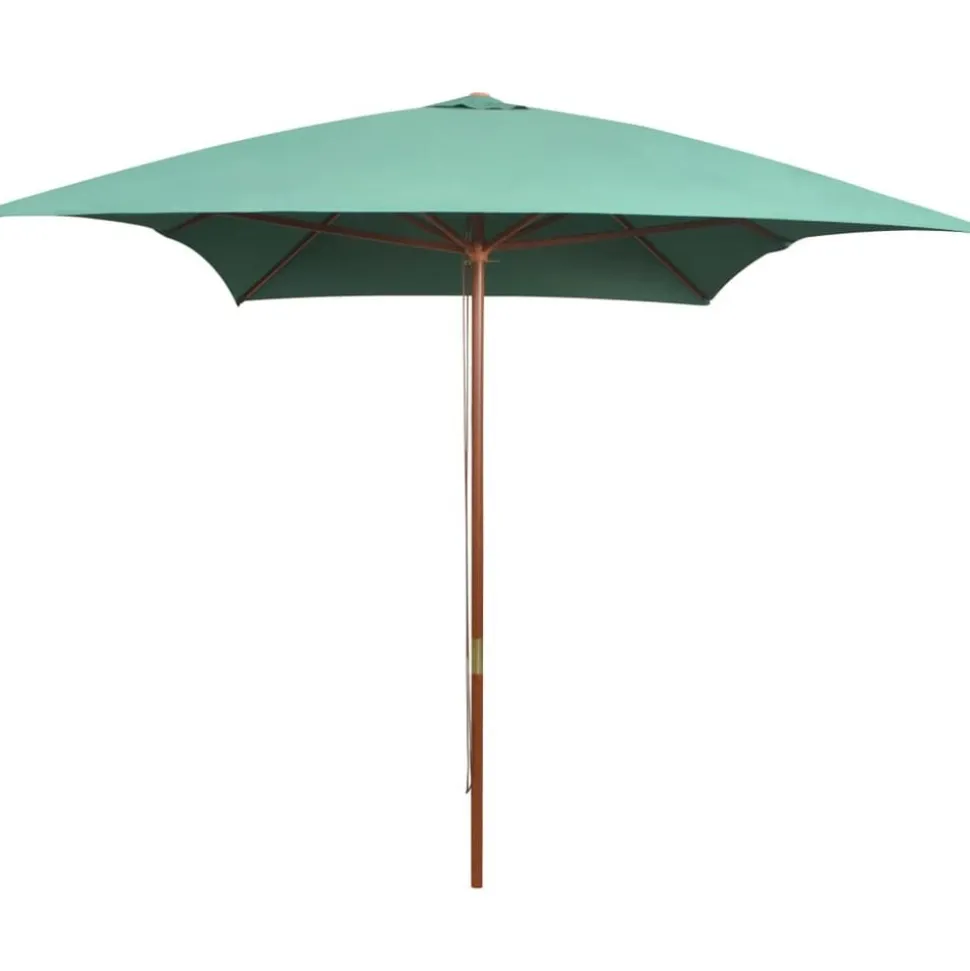 vidaXL Parasol met houten paal 200x300 cm groen
