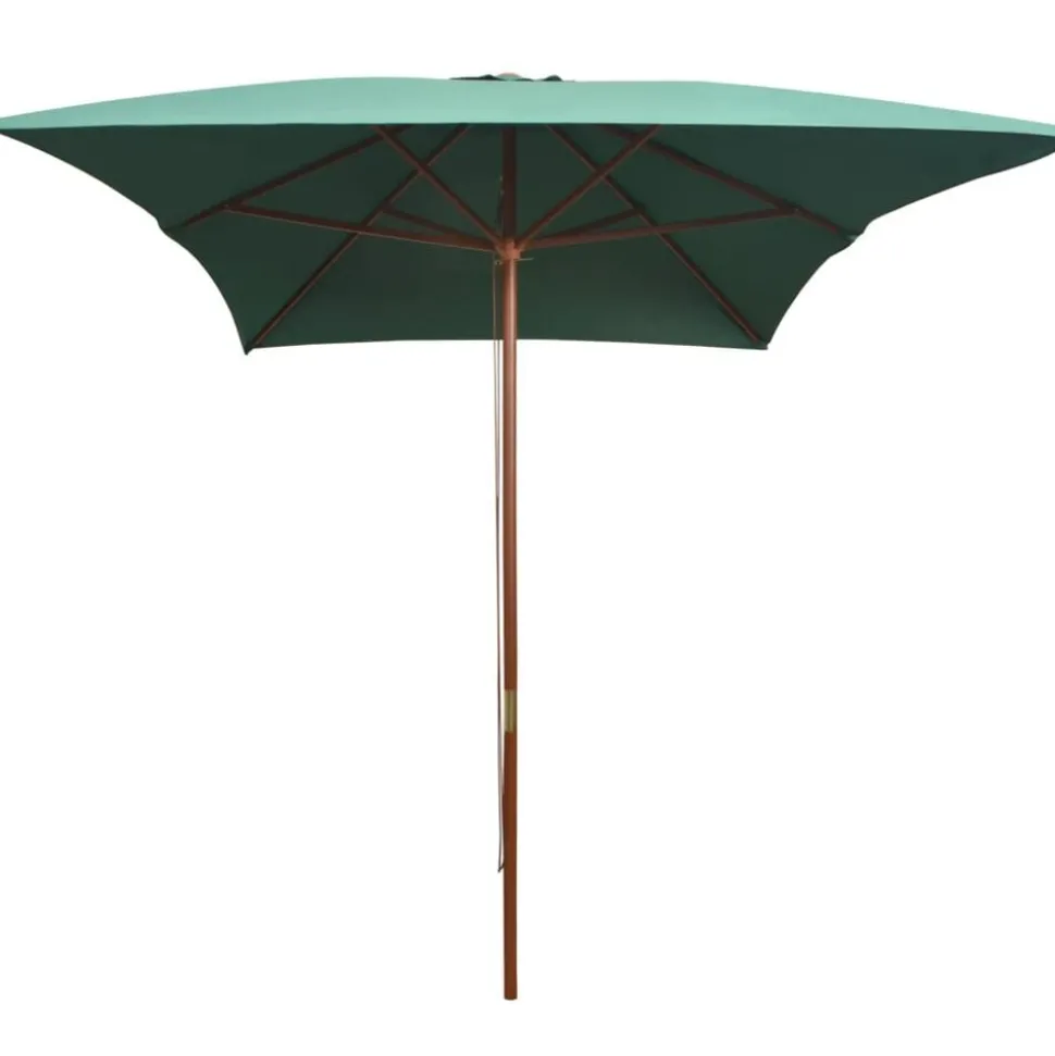 vidaXL Parasol met houten paal 200x300 cm groen