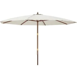 vidaXL Parasol met houten paal 400x273 cm zandkleurig