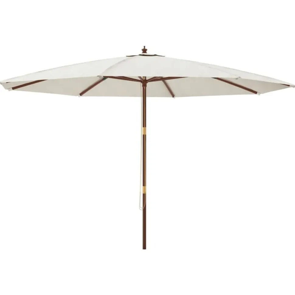 vidaXL Parasol met houten paal 400x273 cm zandkleurig