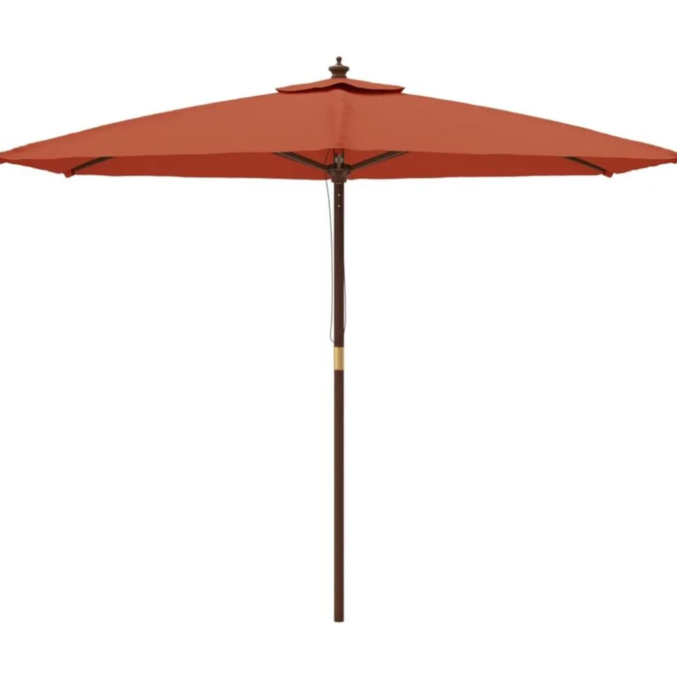 vidaXL Parasol met houten paal 299x240 cm terracottakleurig