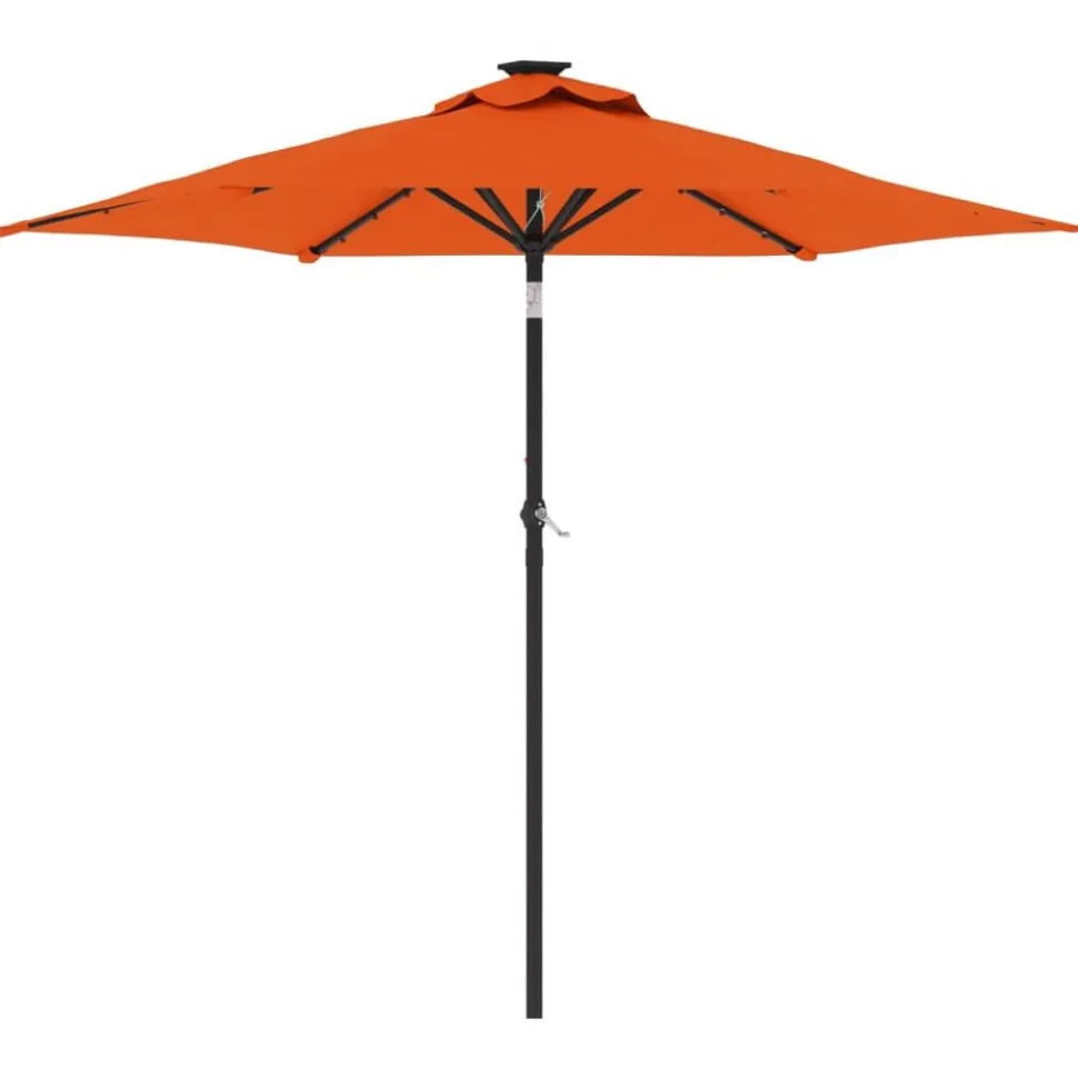 vidaXL Parasol met LED's en stalen paal 225x225x212 cm terracotta
