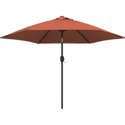 vidaXL Parasol met LED-verlichting en stalen paal 300 cm terracotta